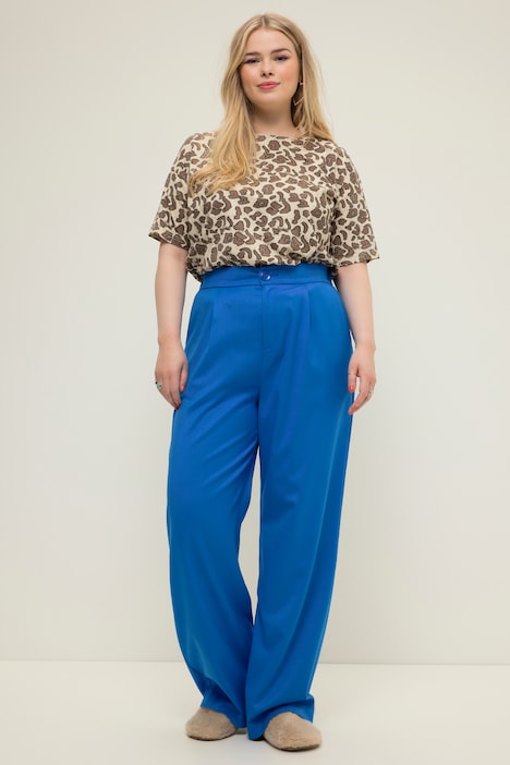 Hose, Wide Legs, HighWaist, teilelastischer Bund