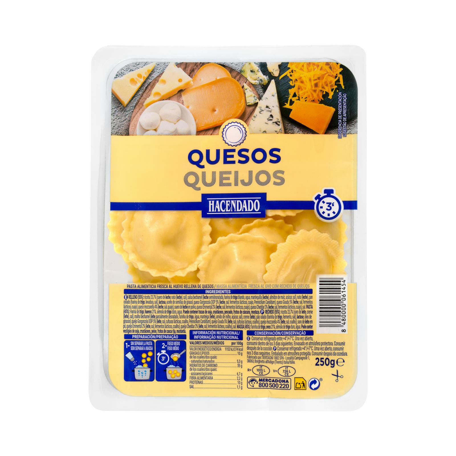Pâtes fraîches aux tournesols et fromages Hacendado
