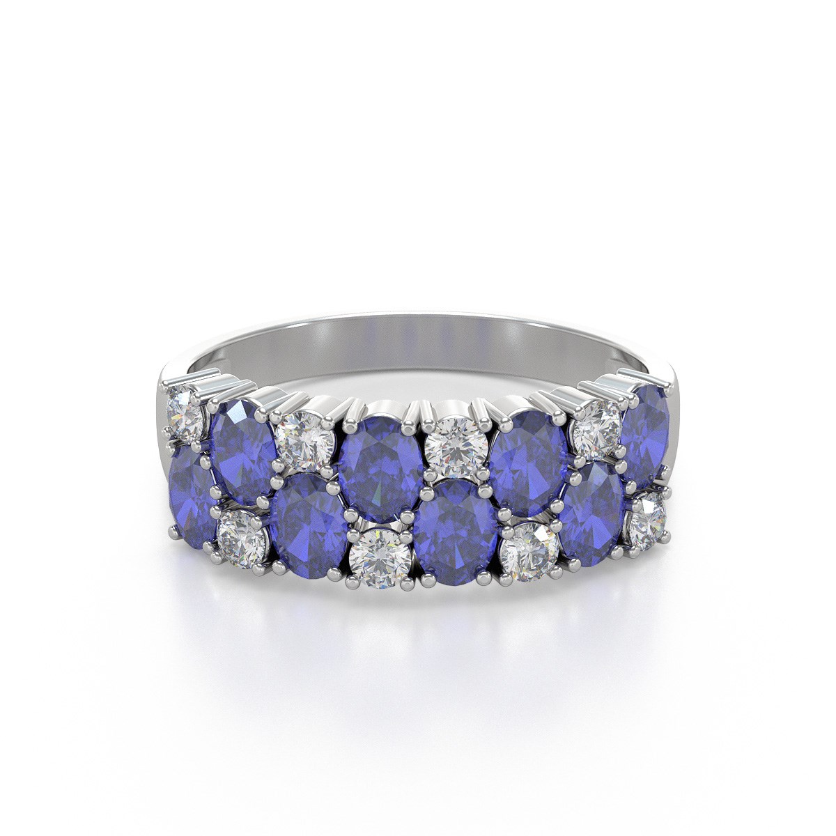 Bague ADEN Or 585 Blanc Tanzanite et diamants 2.524grs