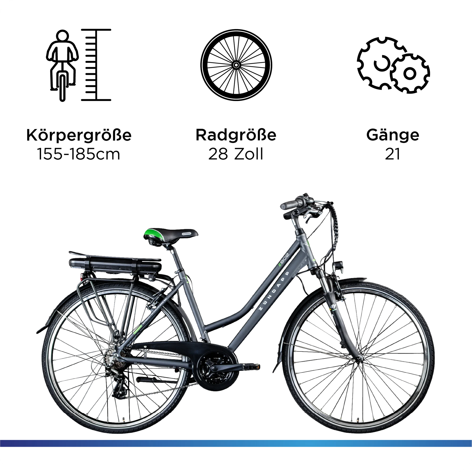 Zündapp Z802 E Bike 28 Zoll Trekkingrad Damen ab 155 cm mit 21 Gängen