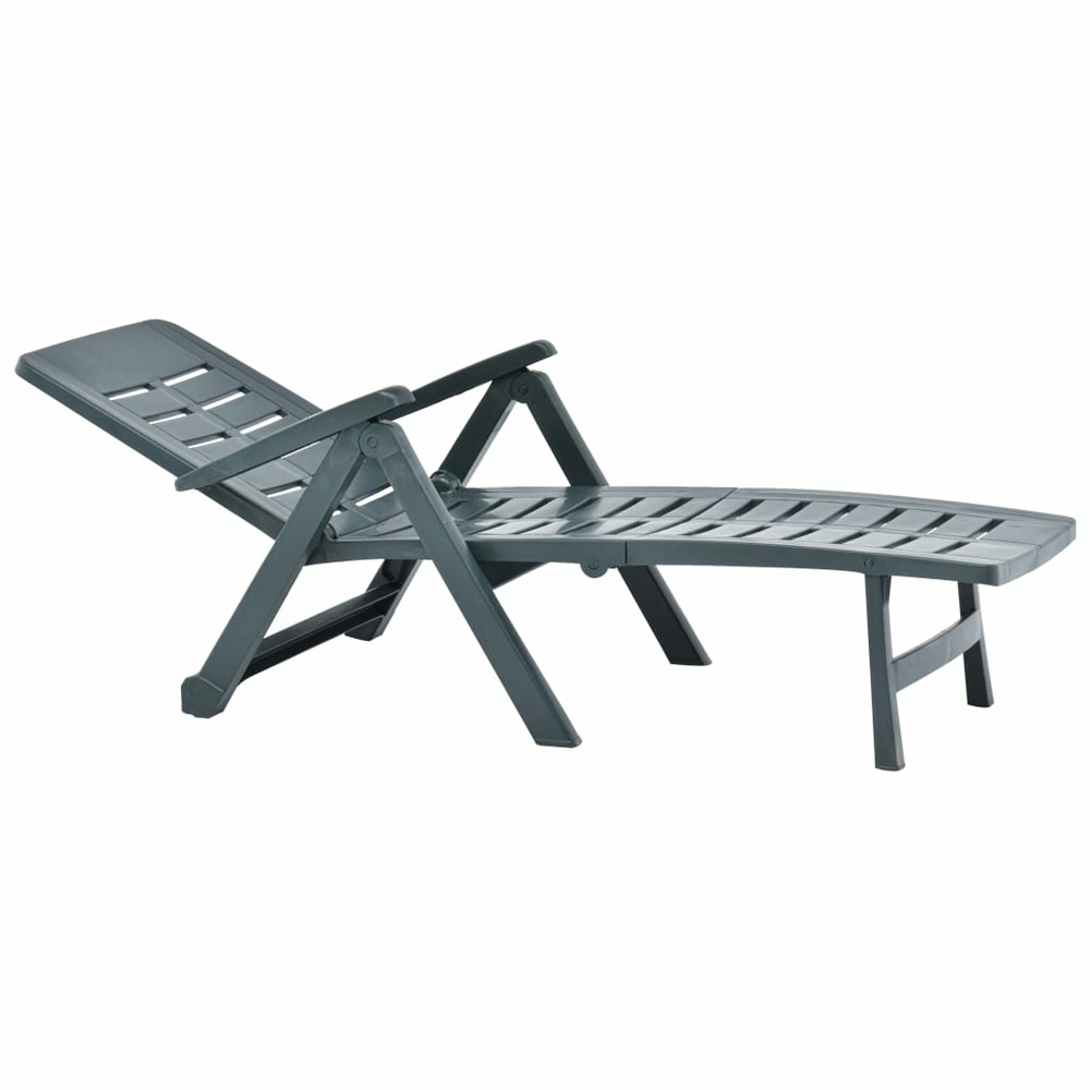 Transat chaise longue bain de soleil lit de jardin terrasse meuble d'extérieur pliable plastique vert