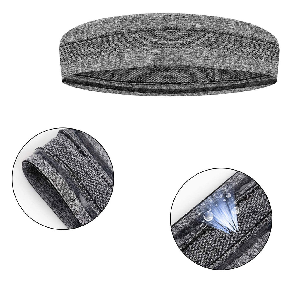 Atmungsaktives Fitness Schweissband (One-Size) Elastisches Sport Stirnband Rutschfest für Laufen / Workout / Joggen - Schwarz