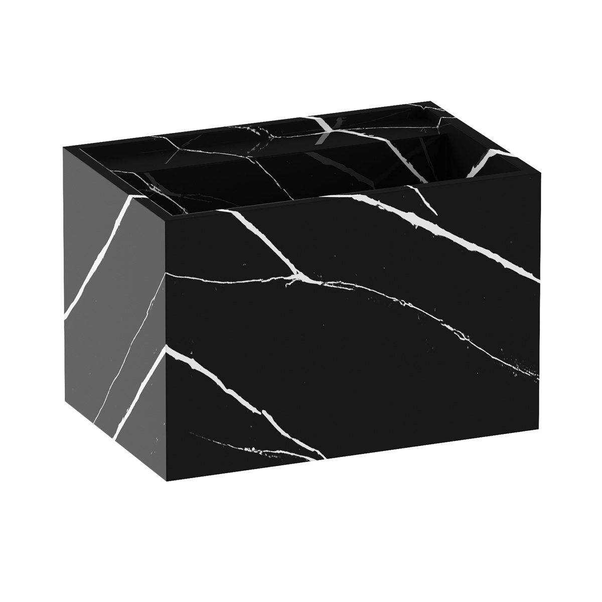 Brauer Nova vrijhangende wastafel marmerlook 60cm zonder kraangat nero marquina