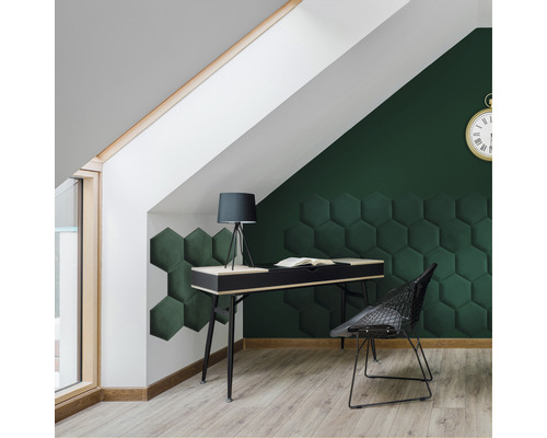 Riviera Hexagon wandkussen, donkergroen, fluweellook, 29 x 34 cm