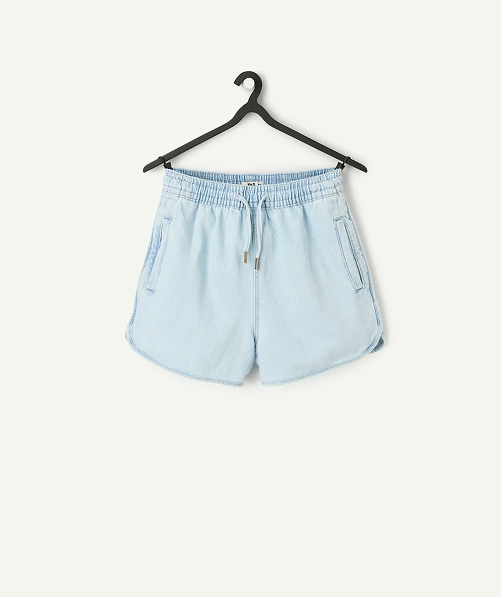 short fille en denim low impact avec cordon de serrage