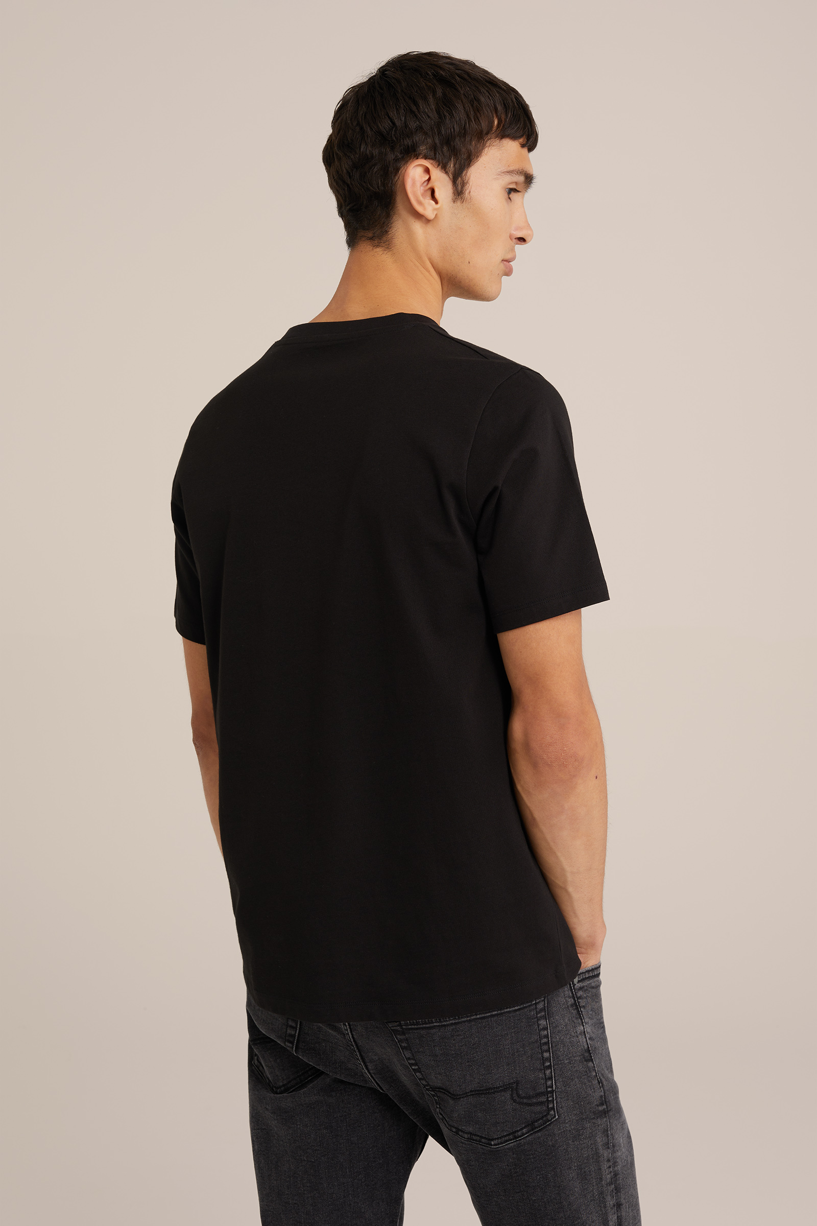 T-shirt van 100% katoen WE Fashion Zwart