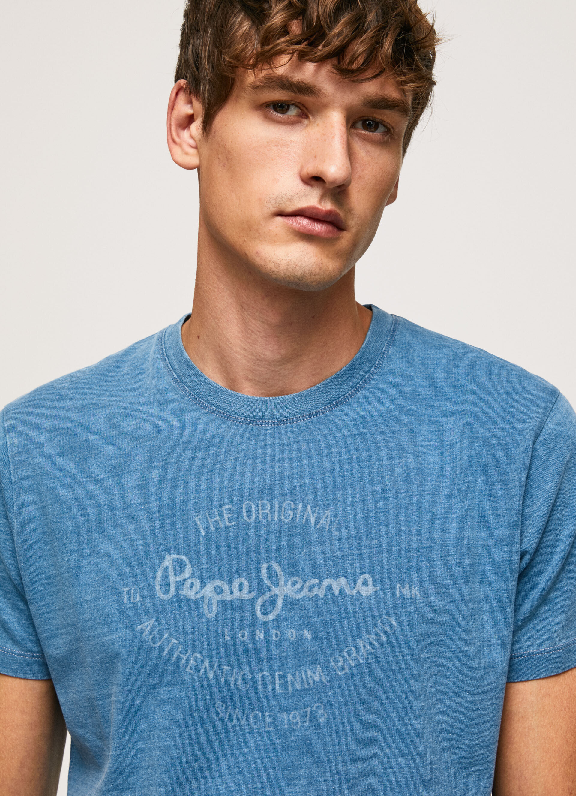 Camiseta de algodão com logotipo estampado - azul claro