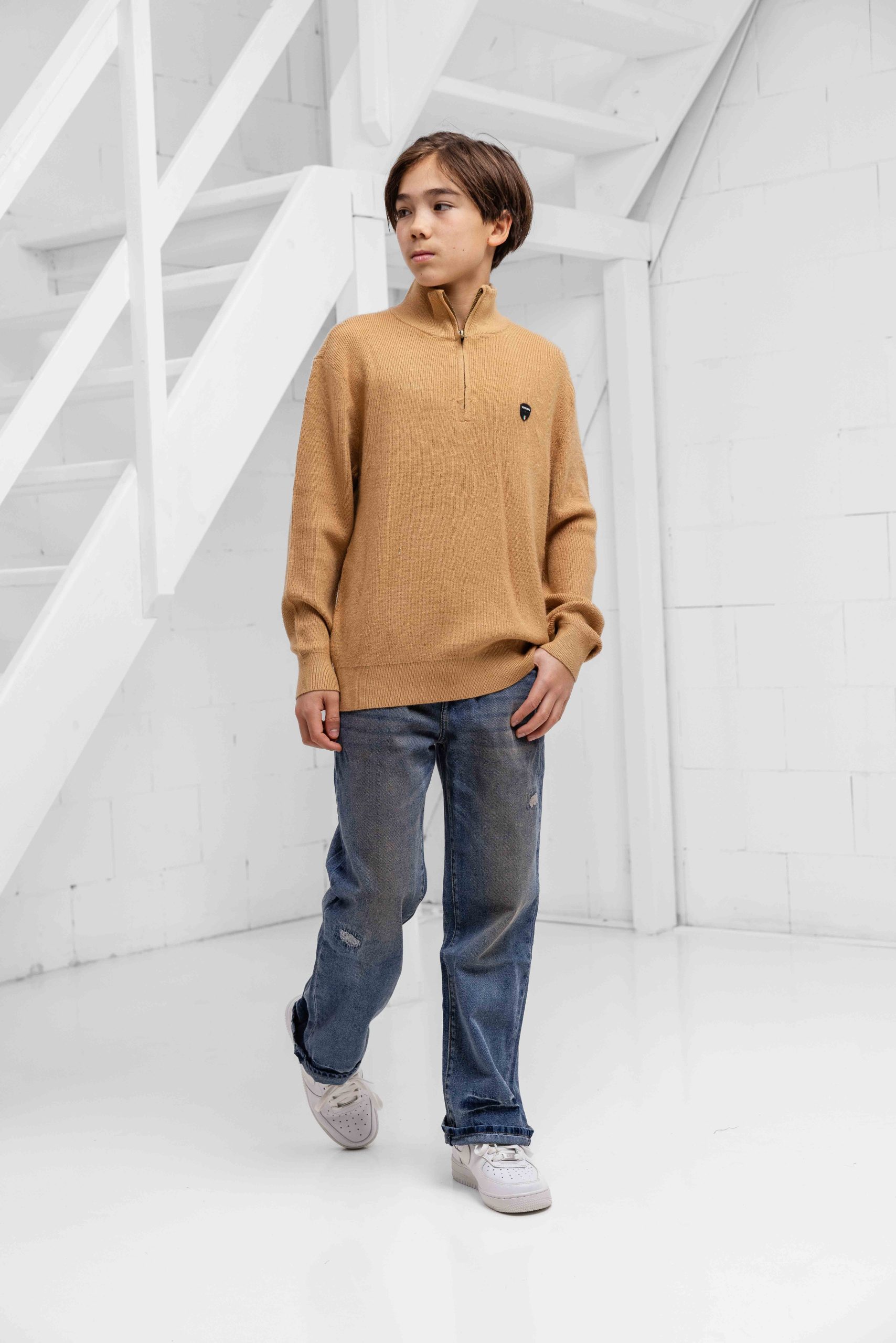 Vingino Knit Half Zip Sweater Kids Bruin