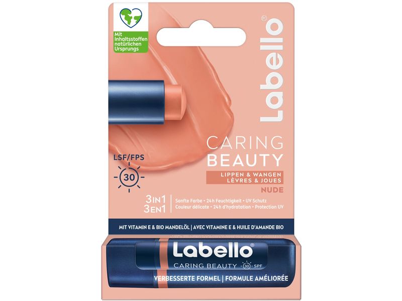 LABELLO Lippenbalsam Caring Beauty Lip Nude 4.8 g Lippenpflege für ein strahlendes und gepflegtes Lächeln für jeden Tag