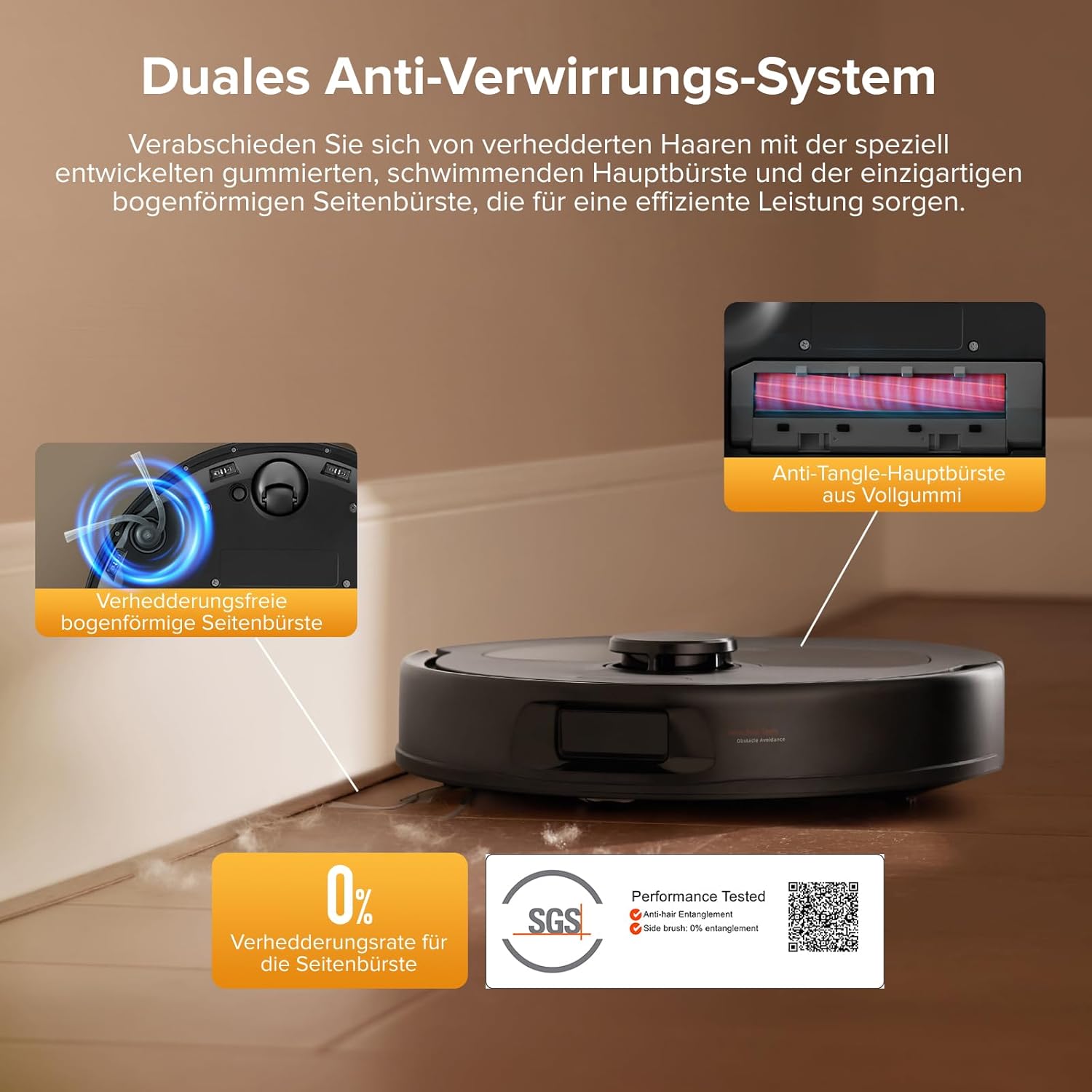 roborock QV 35S Saugroboter mit Wischfunktion, 10.000 Pa HyperForce Saugkraft, Anti-Tangle-Bürsten, Anhebbare Schleudermopps, Intelligente Hindernisvermeidung, Multifunktions-Dockingstation (Schwarz)