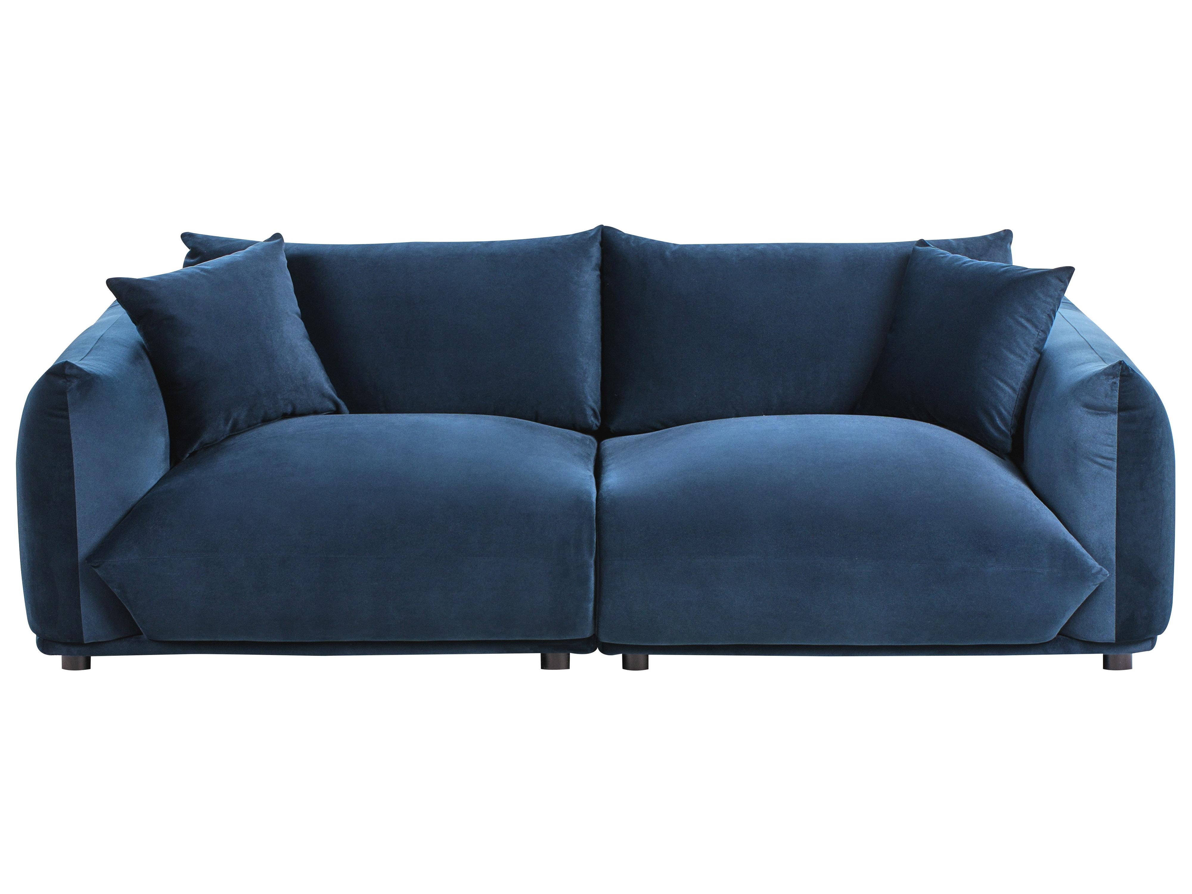 Bank 3-zits LUVOS Fluweel Donkerblauw
