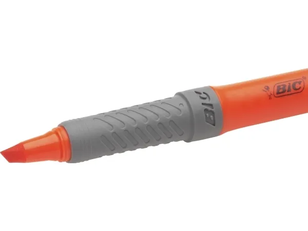 Overstregningspen BIC Highlighter Grip orange med skrå spids - (12 stk.)