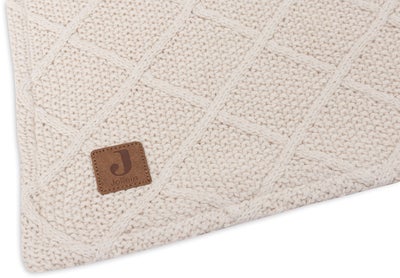 Jollein Strikket Teppe Rutemønster med Teddy-fleece, Oatmeal