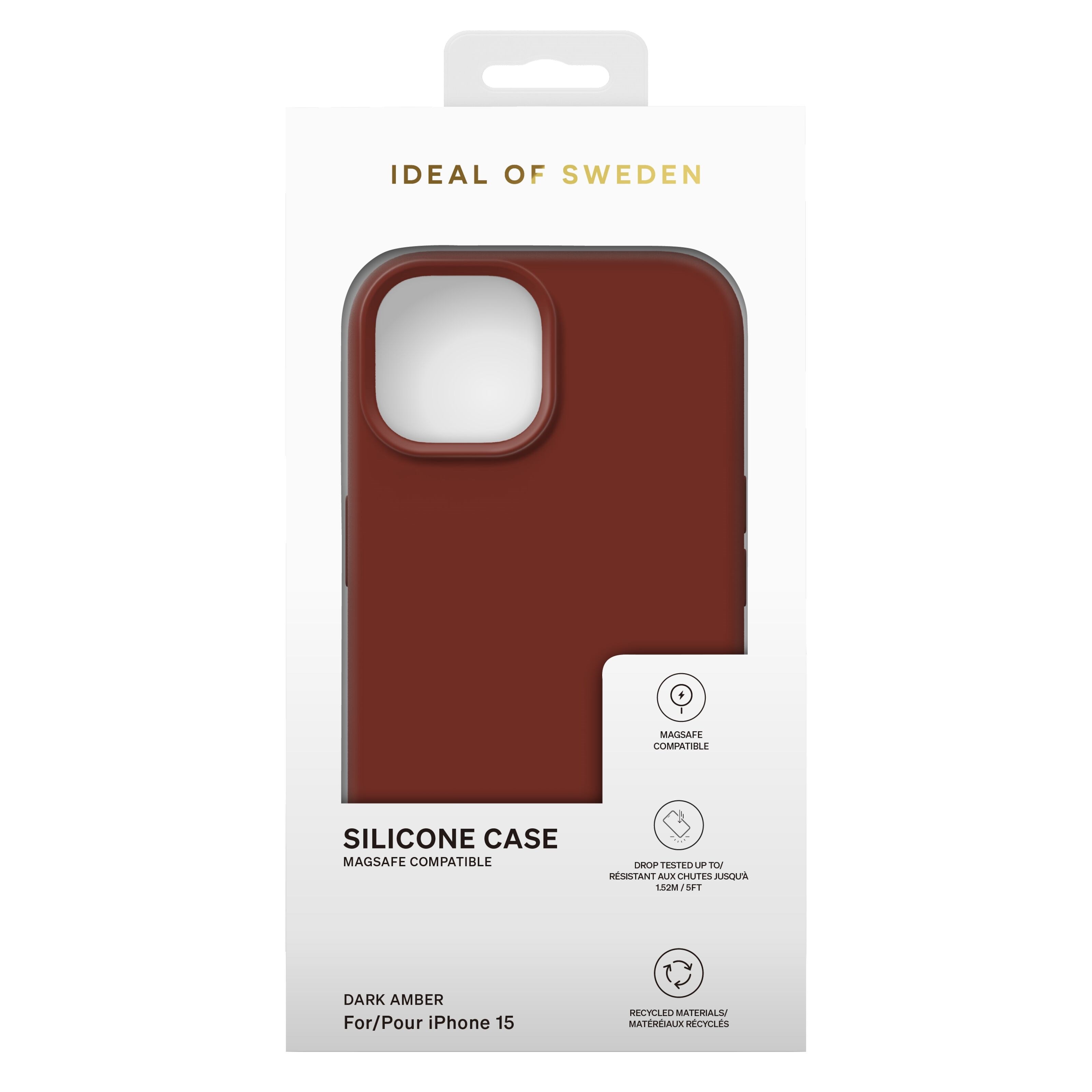 IDEAL OF SWEDEN Silikondeksel for iPhone 15 Dark Amber