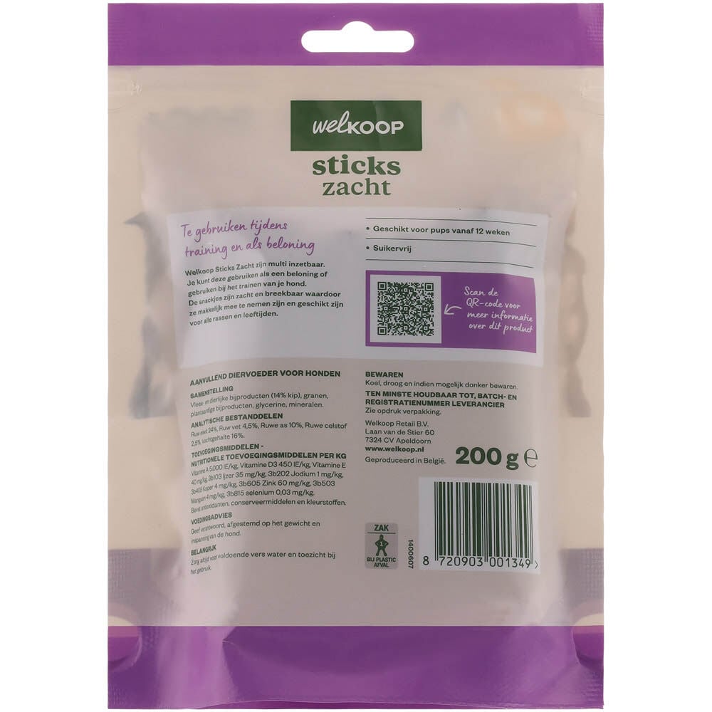 Welkoop - Sticks Zacht - 200 Gram - kip