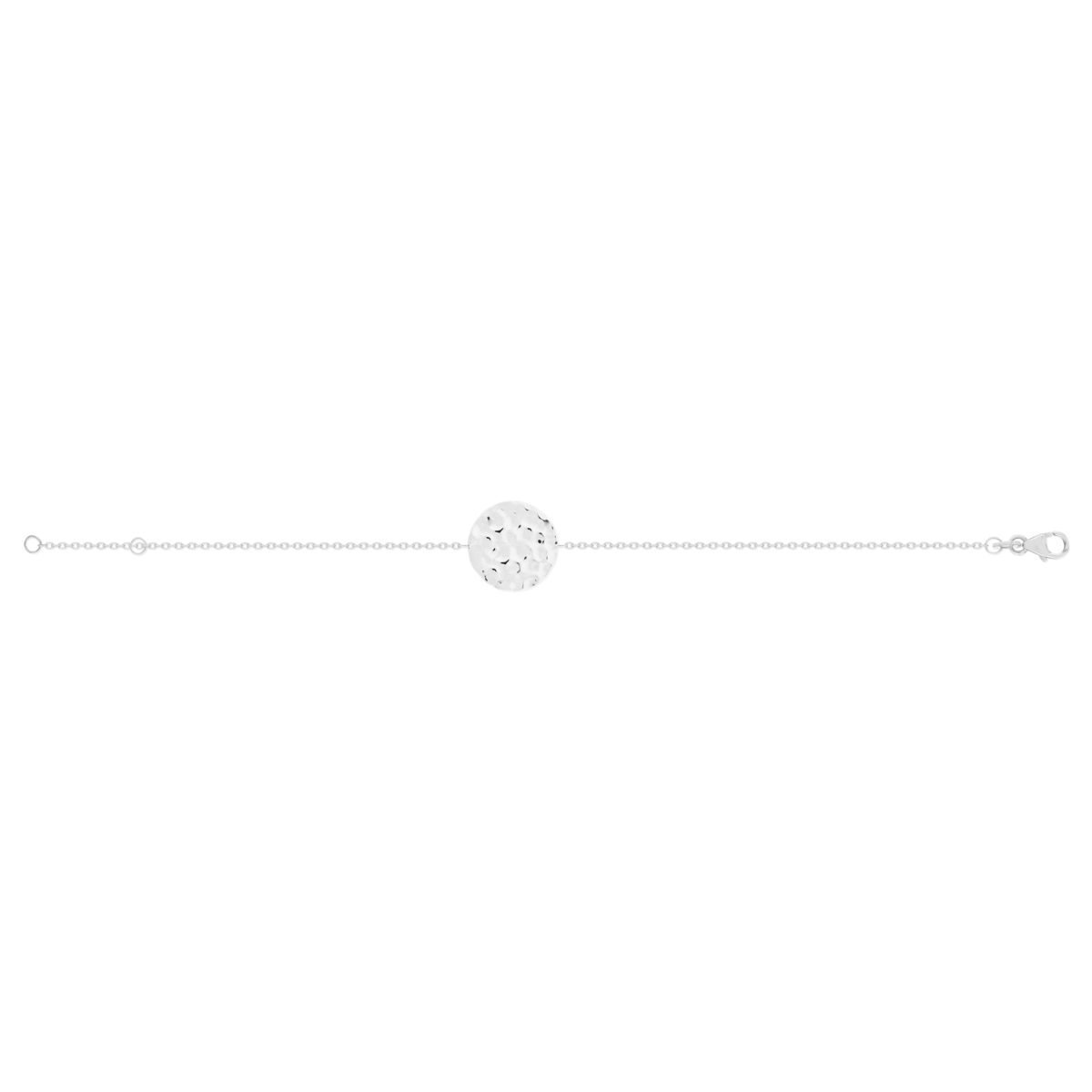 Bracelet argent 925 médaille martelée 18 cm