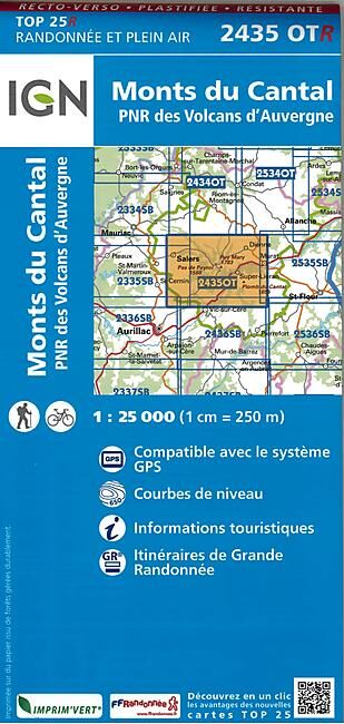 IGN - TOP25R 2435OTR MONTS DU CANTAL 1 25 000