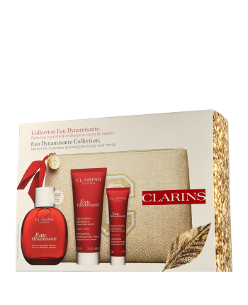 Clarins Eau Dynamisante Set mit Spray, Douche & Lait Énergisante 100ml-30ml-100ml