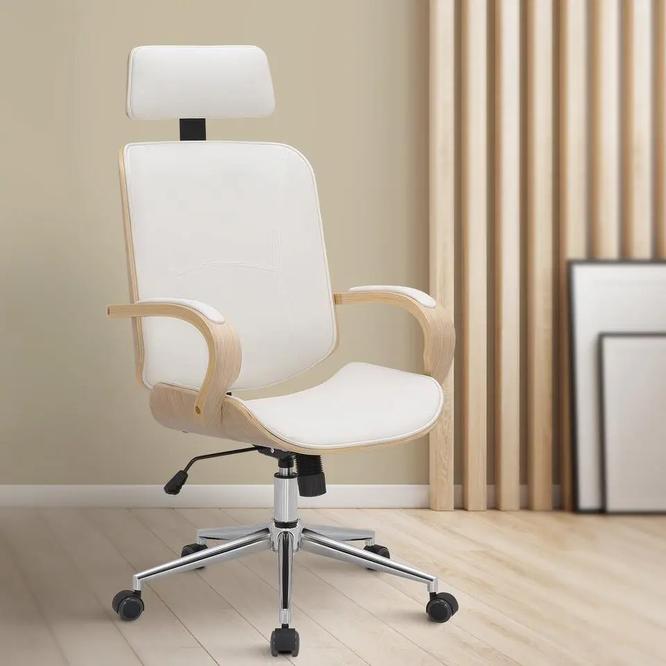 CLP Bureaustoel Dayton chroom Frame - Kunstleer - natura/wit