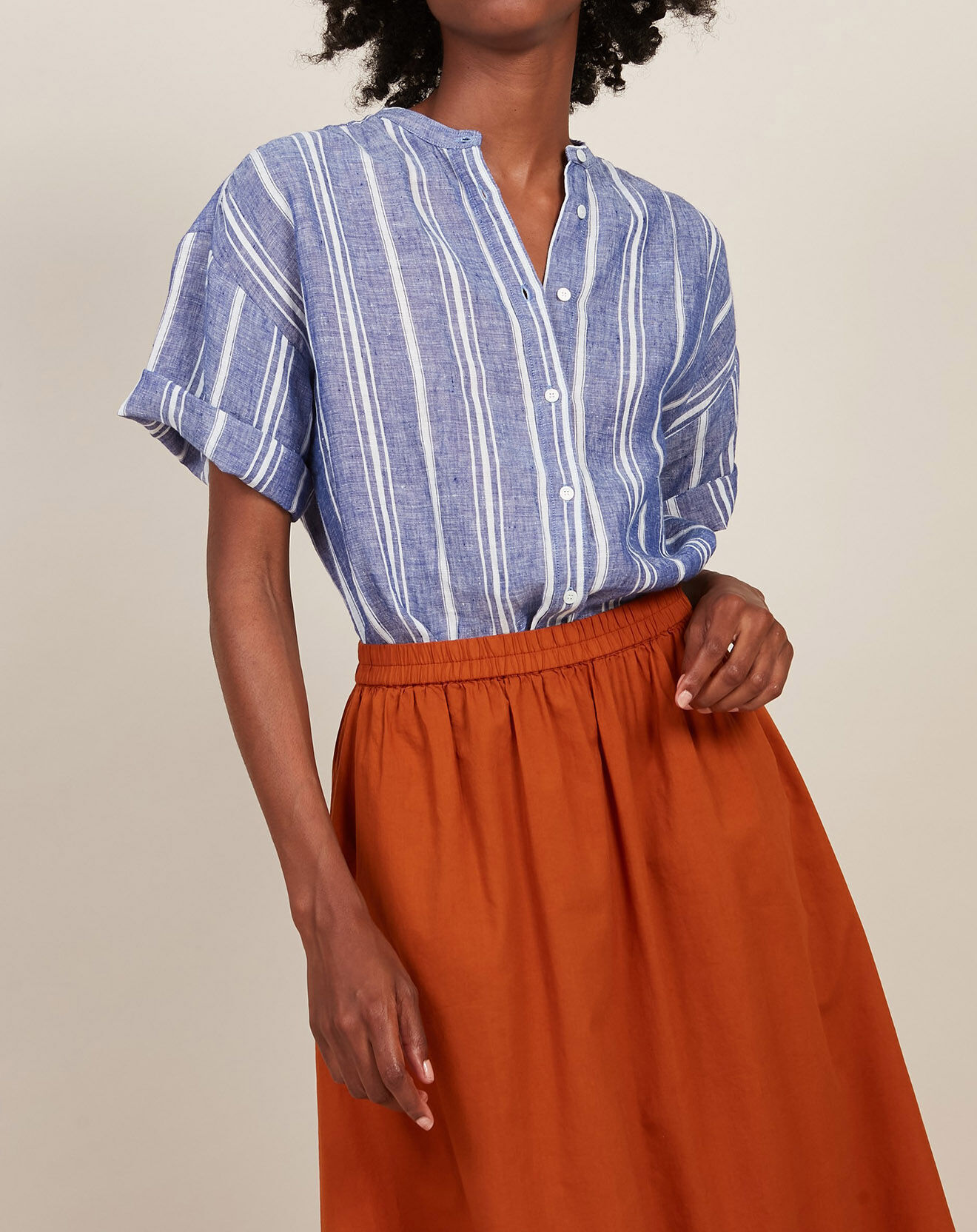 Hartford Chemise 100% Lin Calix bleue