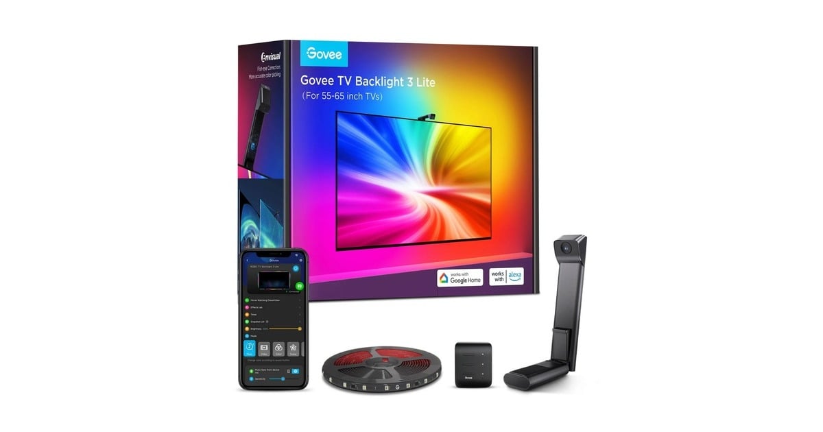 GoveeTV Backlight 3 Lite ledstrip  (Zwart, 2,4GHz wifi, Bluetooth, voor 55 - 65 inch tv's)