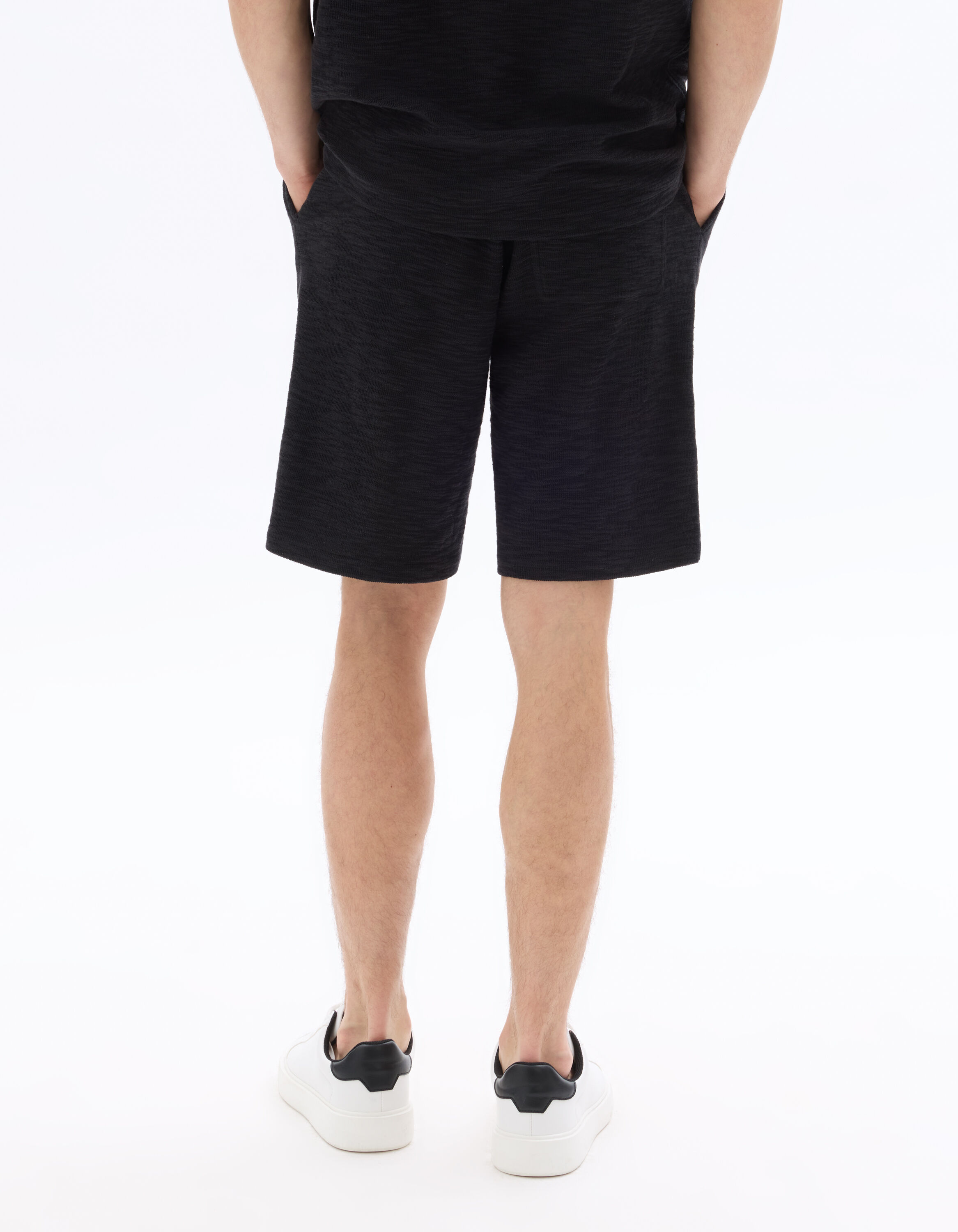 Bermuda regular effet bouclette - noir