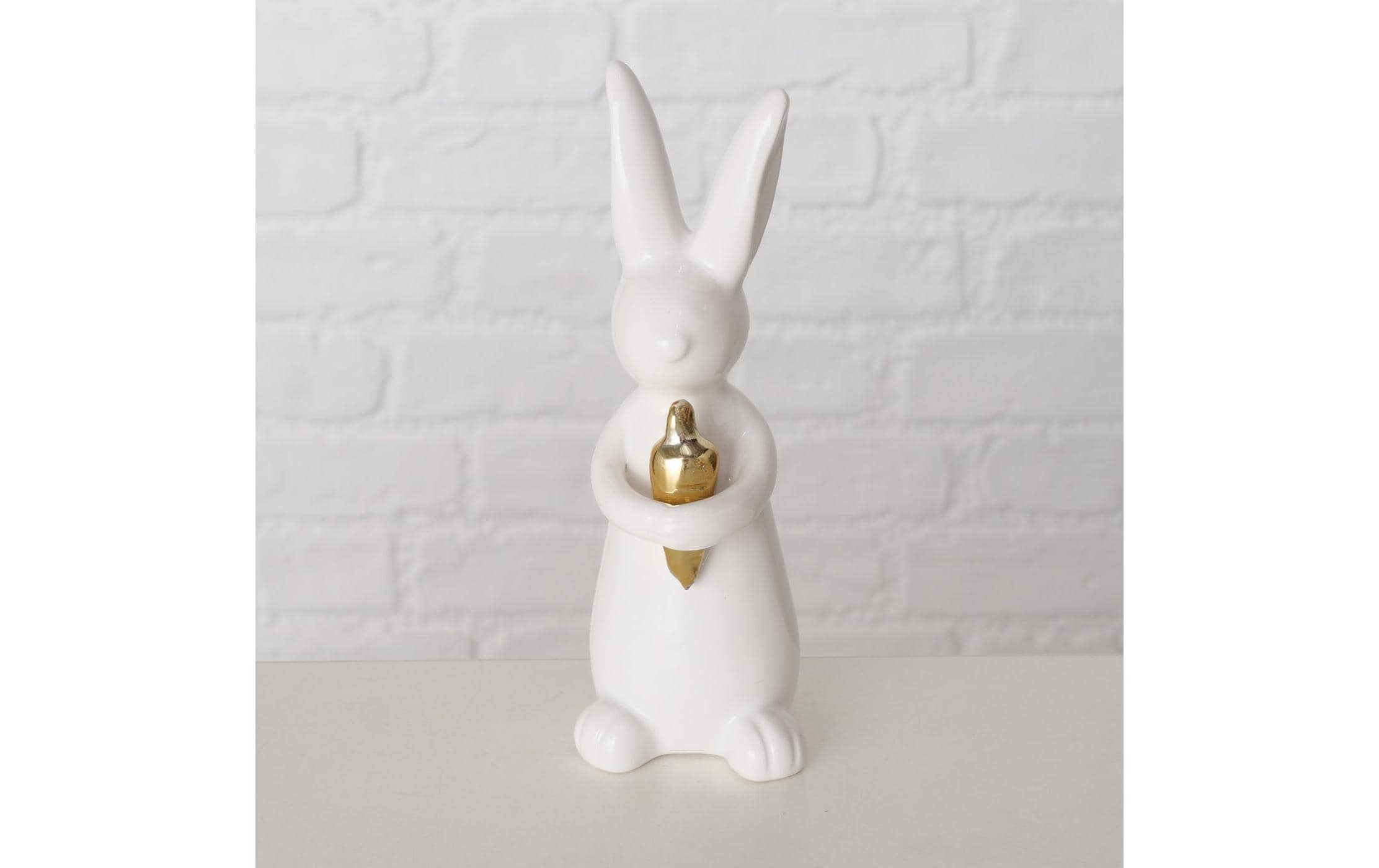 Aufsteller Hase Hopsi 15 cm, Keramik, WeissOsterdeko