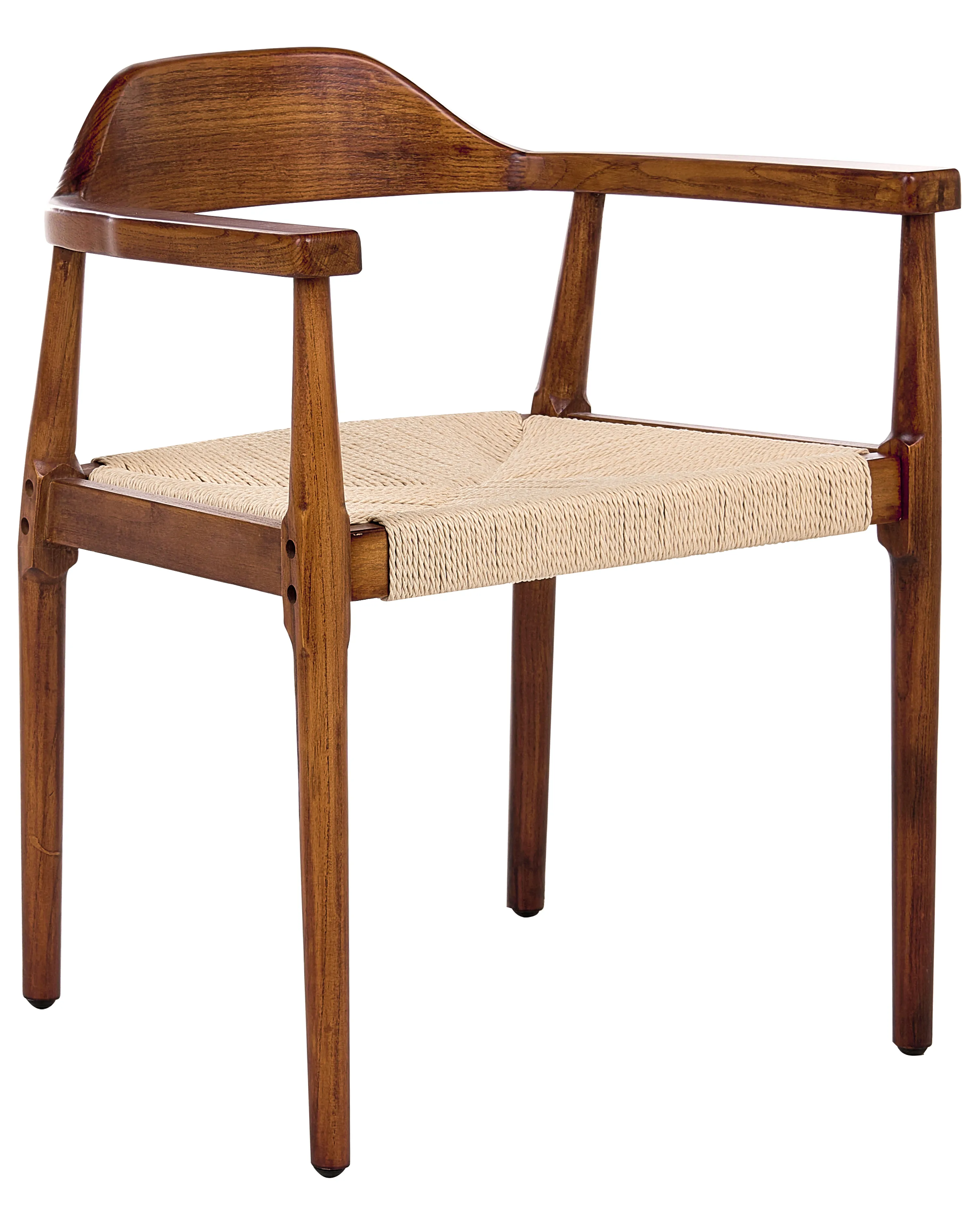Set van 2 eetkamerstoelen OAKDALE Hout Donkerbruin/beige