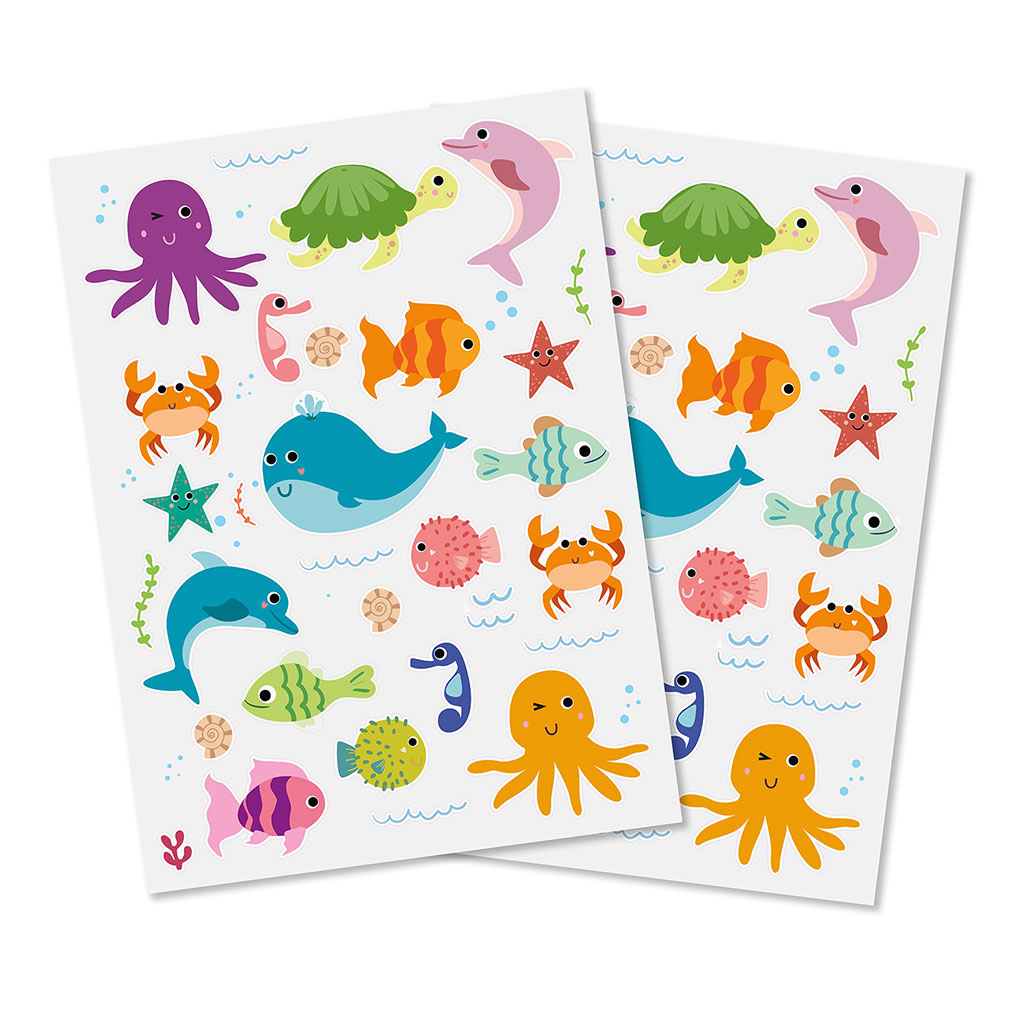 Lot de 62 gommettes animaux marins