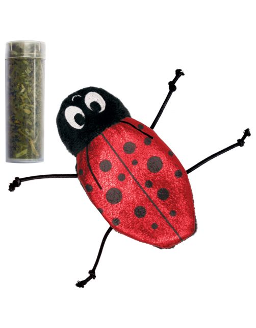 Kong Refillables Ladybug - Kattenspeelgoed - Rood Zwart Met Catnip