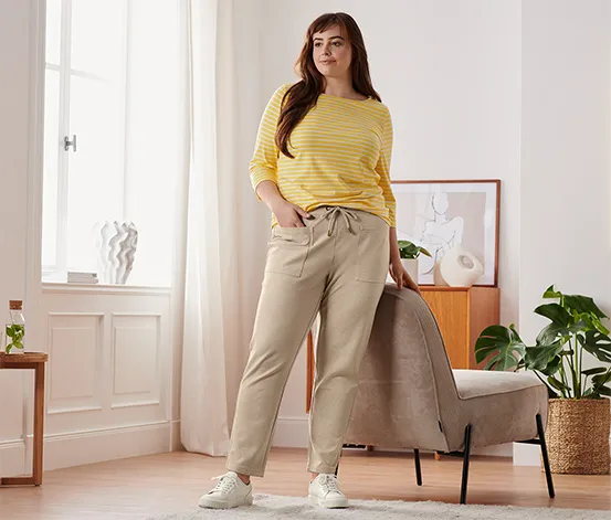 Shirt mit 3/4-Arm, gelb-weiß gestreift