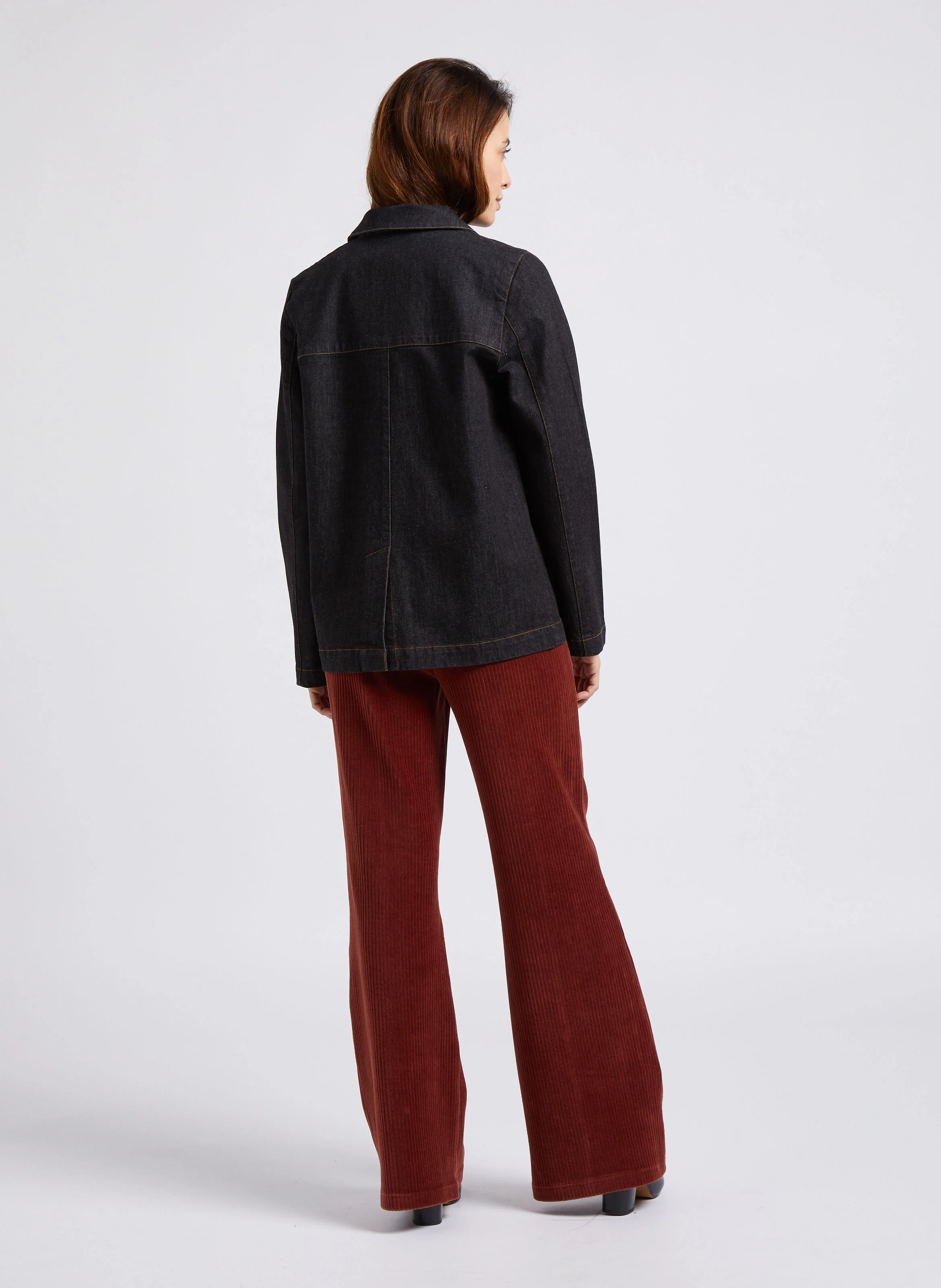 Pantalon flare en coton mélangé | Marron