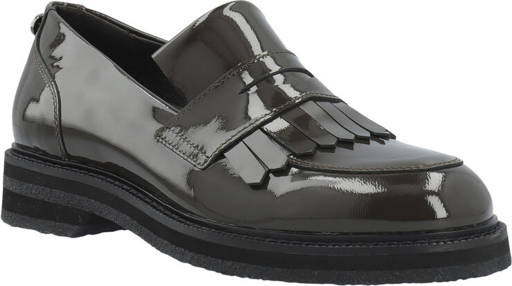 Cashott CASBETTY Loafer W. Fringes Patent Leather Coffee