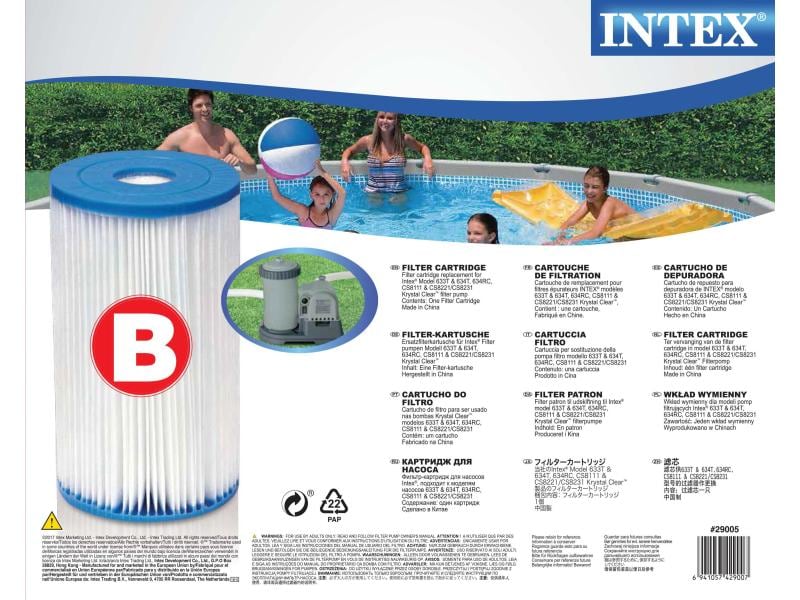 Intex Pool-Filterkartusche Typ B Ersatzkartusche