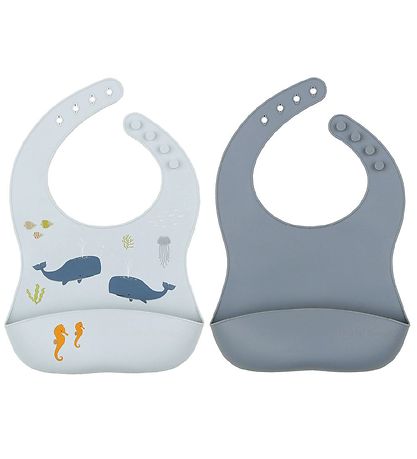 A Little Lovely Company Lätzchen - 2er-Pack - Silikon - Ocean