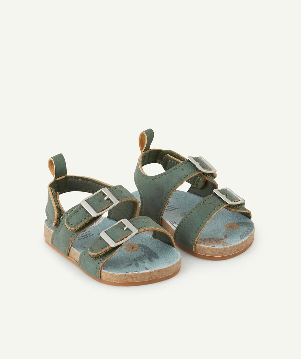 CHAUSSONS STYLE SANDALES BÉBÉ GARÇON VERTS AVEC BOUCLES
