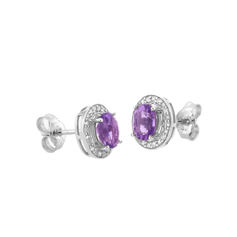 Boucles d'oreilles Femme - Oxyde de zirconium Améthyste - Or 18 Carats