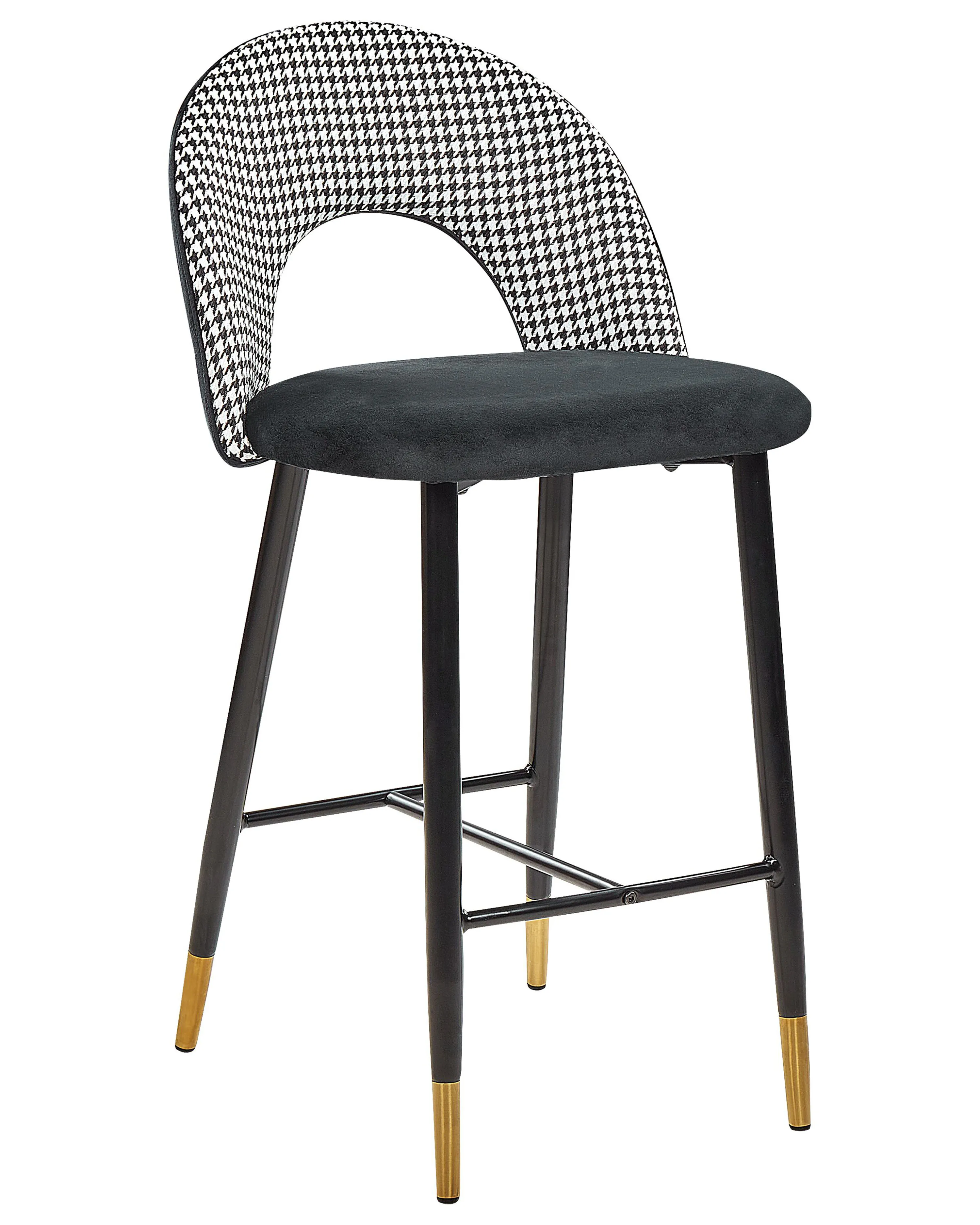 Set van 2 barstoelen FALTON Fluweel Zwart/wit