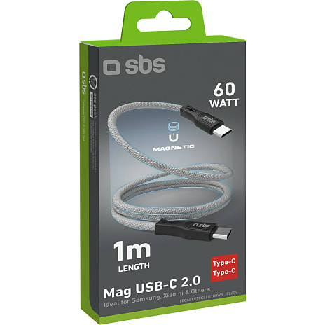 SBS magnetisk USB-C kabel 1 meter - grå