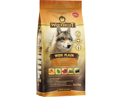Wolfsblut Wide Plain Adult droog hondenvoer, paard met zoete aardappelen en waardevolle superfoods, graanvrij, glutenvrij, 12,5 kg