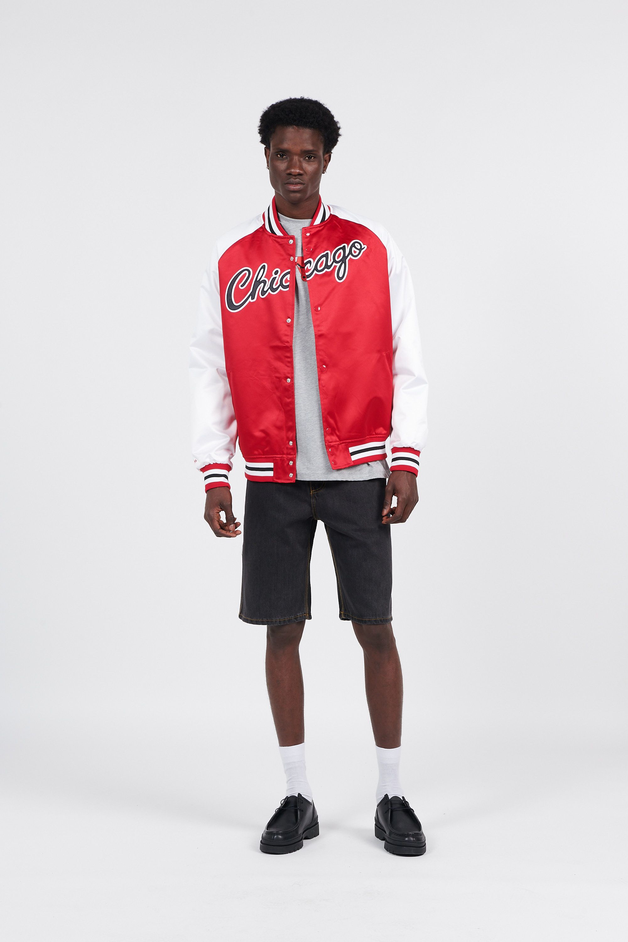 MITCHELL & NESS bomber PRIMETIME LIGHTWEIGHT SATIN Rouge