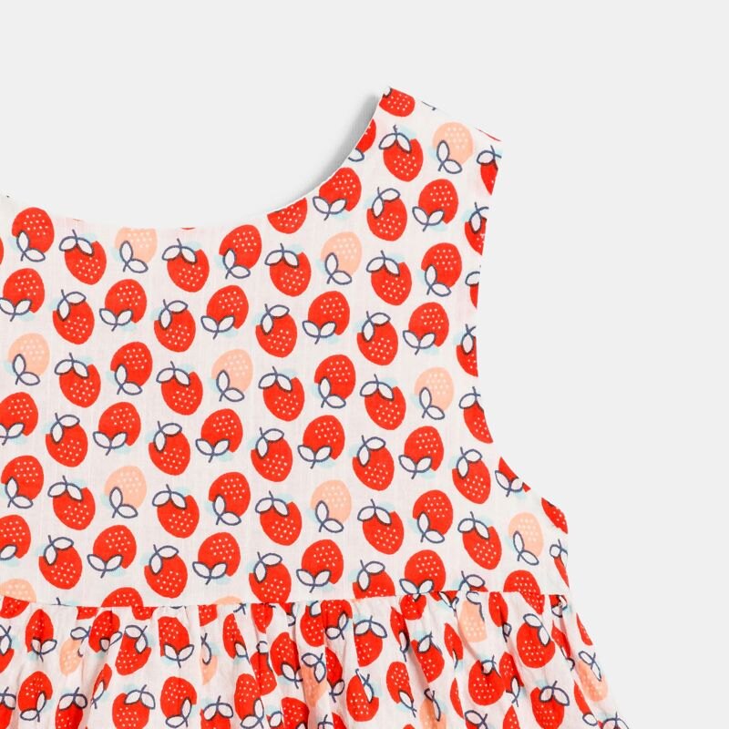 Robe à bretelles gaufrée fleurie et bloomer orange bébé fille Orange