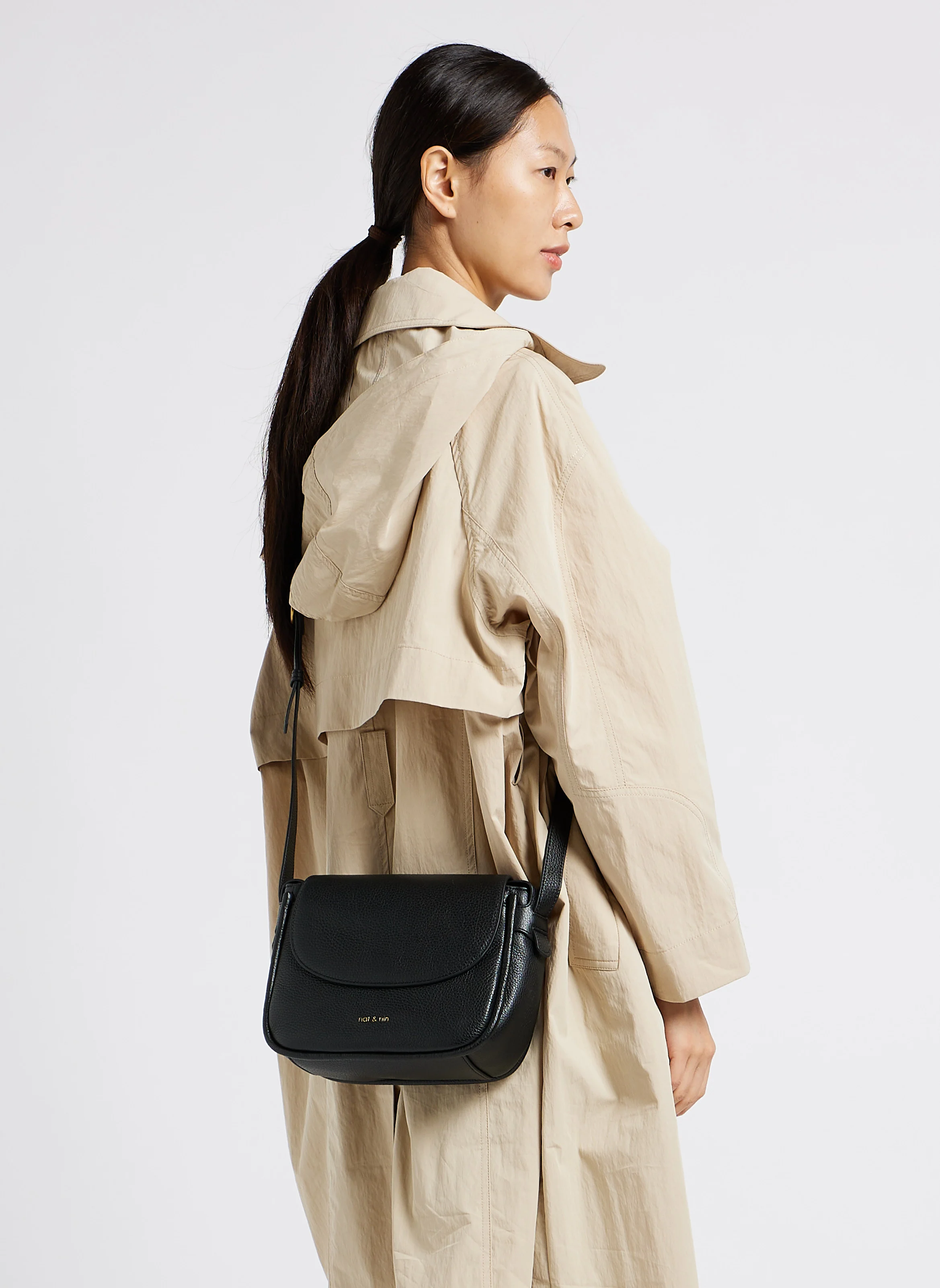 EMIKO - Sac besace en cuir| Noir