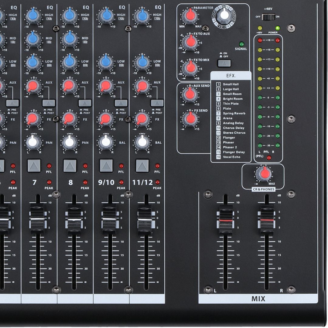 Devine MixDesk 1202FX-MP 12-kanaals mixer met FX en mediaspeler