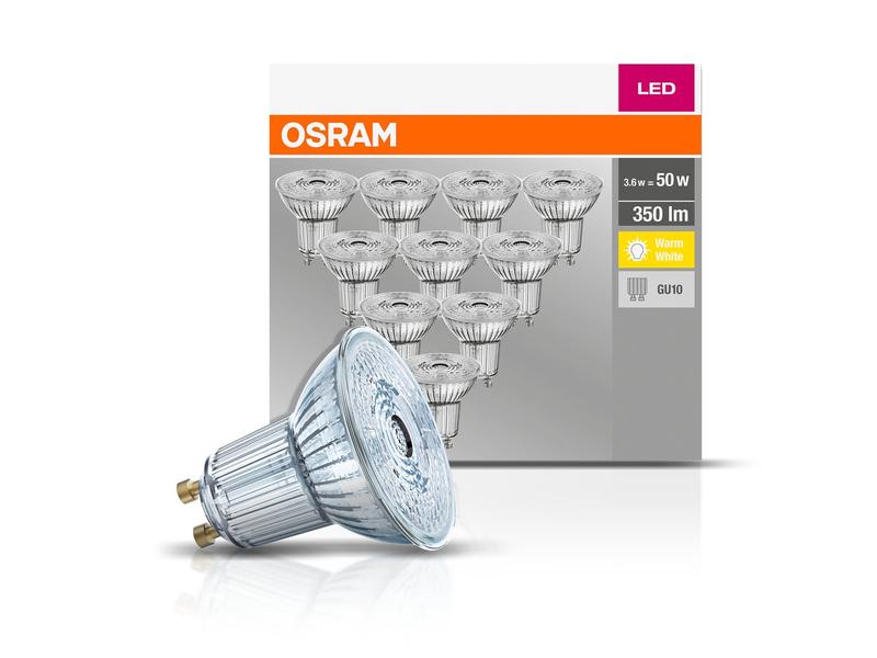 OSRAM Lampe Base, 36° 4.3W, GU10 Warmweiss, 10er Box LED-Leuchtmittel