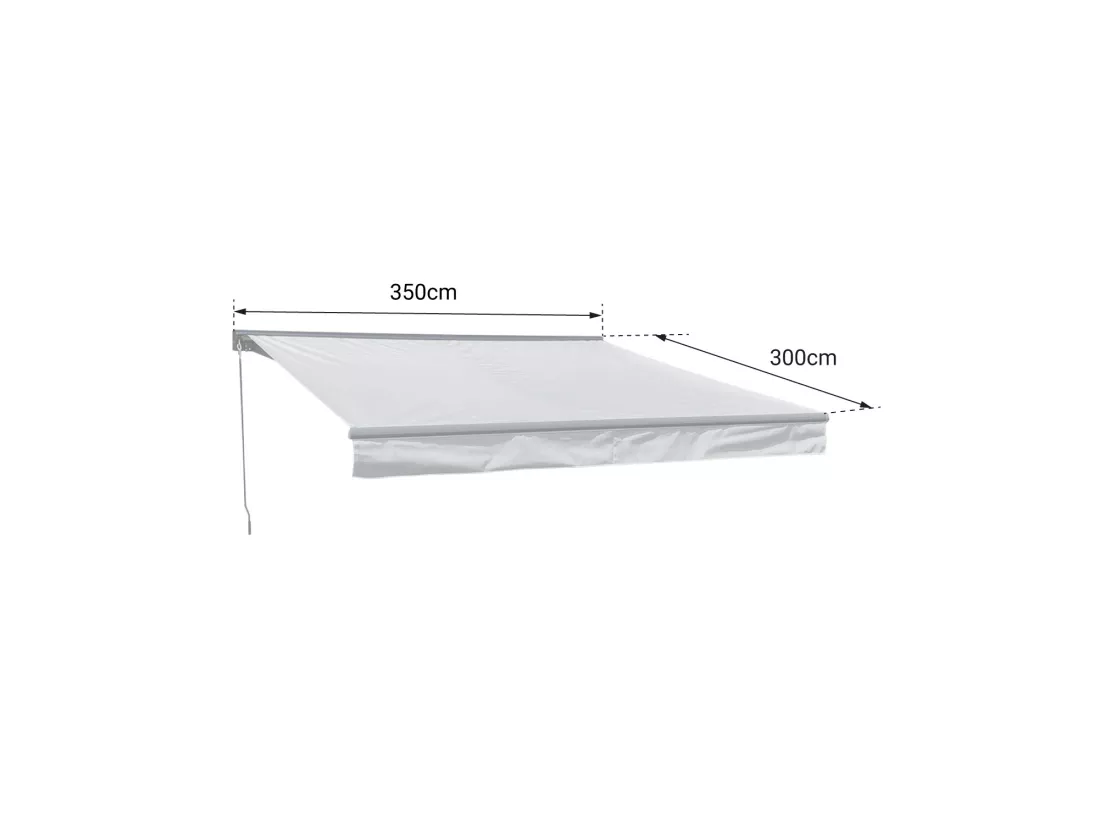 Store banne SAULE 3,5 × 3m avec semi-coffre - Toile beige et structure grise - HAPPY GARDEN