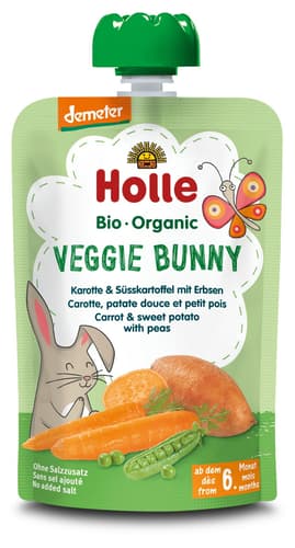 Holle BIO Veggie Bunny - Pouchy Karotte, Süsskartoffel, Erbsen