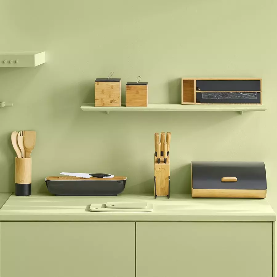 Bloc de 5 couteaux bambou Naturel