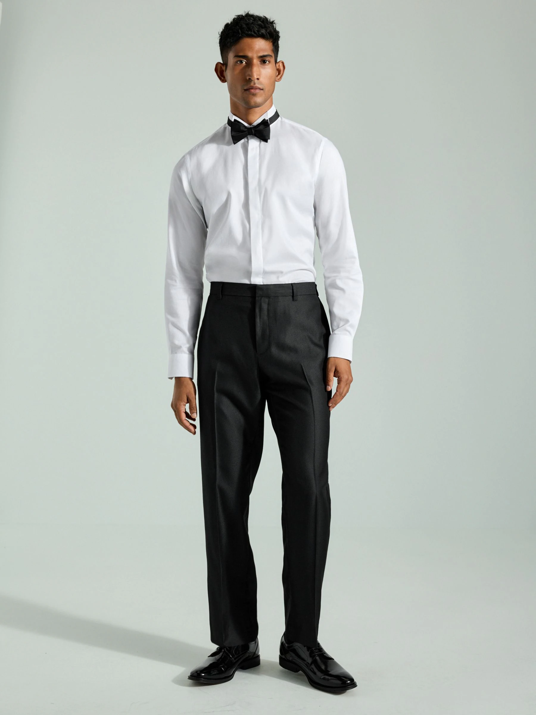 Zwart - Slim Fit - Adjustable Tape Detail Tuxedo Trousers