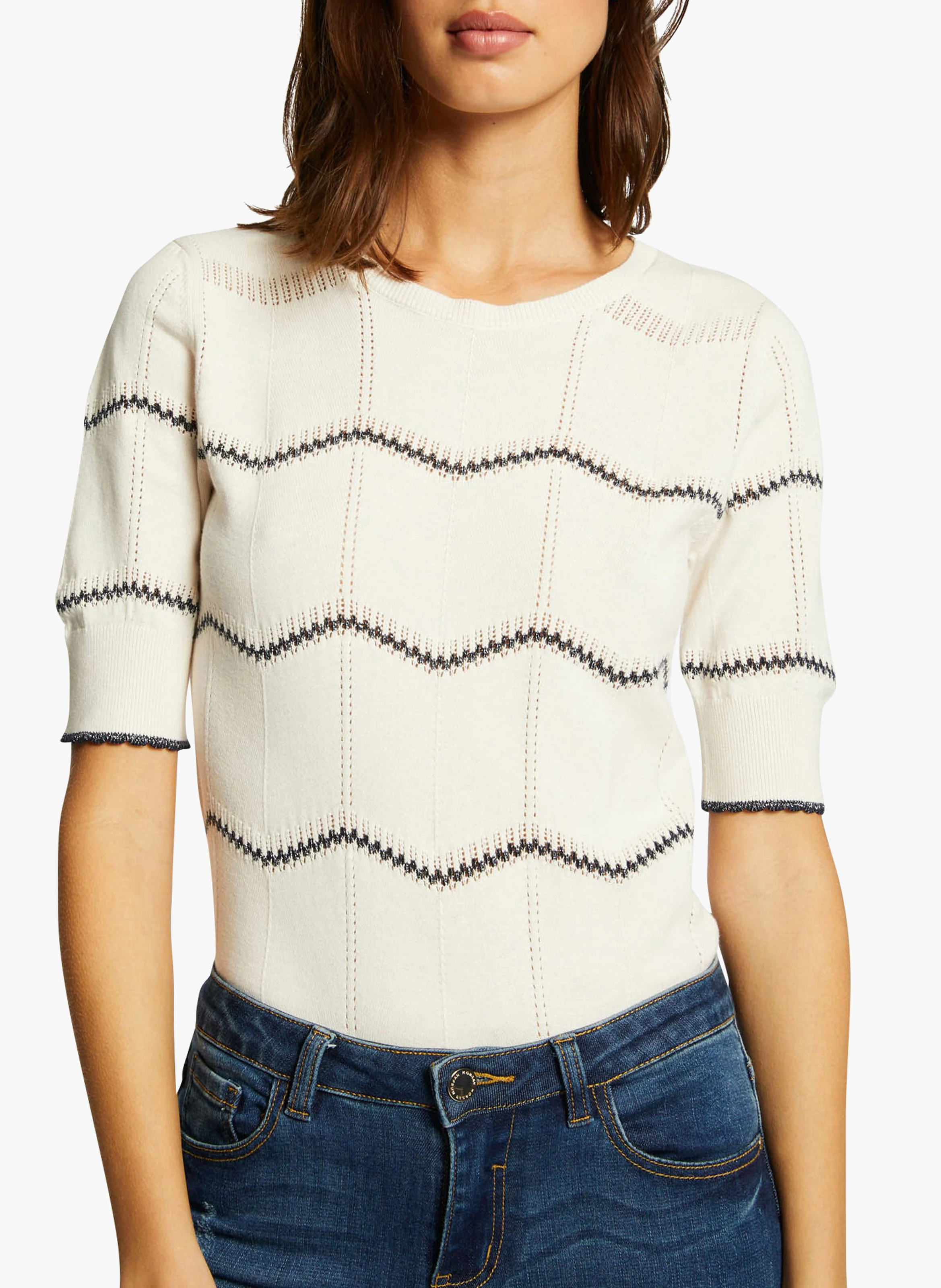 MPUCE - Pull col rond en coton mélangé | Beige